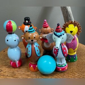 Wooden Circus Animal Bowling Set